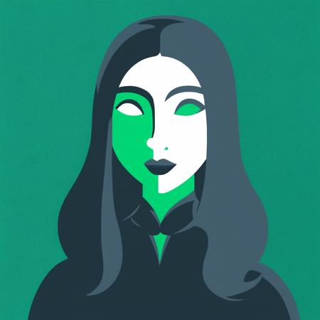 cultist simulator style, a portrait of a girl with long hair, green background <lora:CultistSimulator_1.0:1>