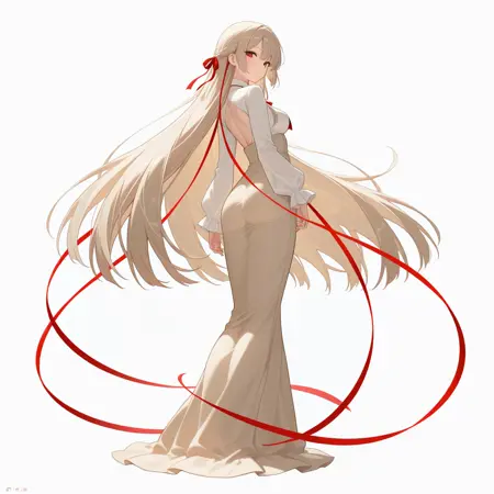 Civitai 振り向きたなびき長々髪 / looking back, very long flowing hair