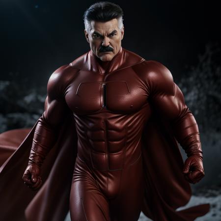 Hyperrealistic art of  <lora:Omni-Man SD1.5:1.2>
Omni-Man a man in a red suit and cape is running, Extremely high-resolution details, photographic, realism pushed to extreme, fine texture, incredibly lifelike