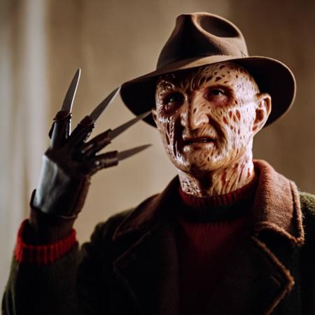 cinematic film still of  <lora:Freddy Krueger:1>
Freddy Krueger a man in a hat and coat and glove, shallow depth of field, vignette, highly detailed, high budget, bokeh, cinemascope, moody, epic, gorgeous, film grain, grainy