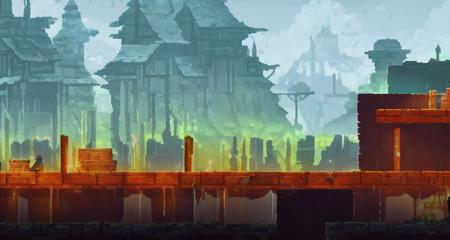 2d platformer, level design, highly detailed, digital painting, artstation, concept art, smooth, sharp focus, illustration, <lora:DeadCells:1>