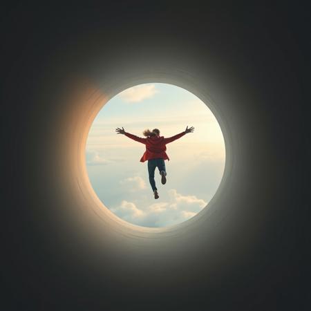 a person falling infinitely between two portals