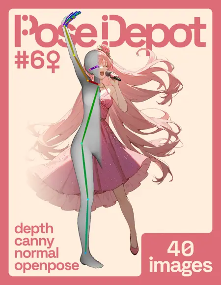 [OpenPose + Depth + Canny + Normal] Pose Depot #6F: Concert Spotlight