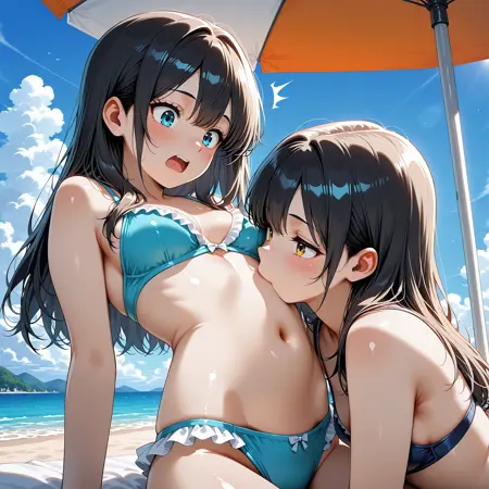 Biting/Kissing stomach (Yuri) -SDXL