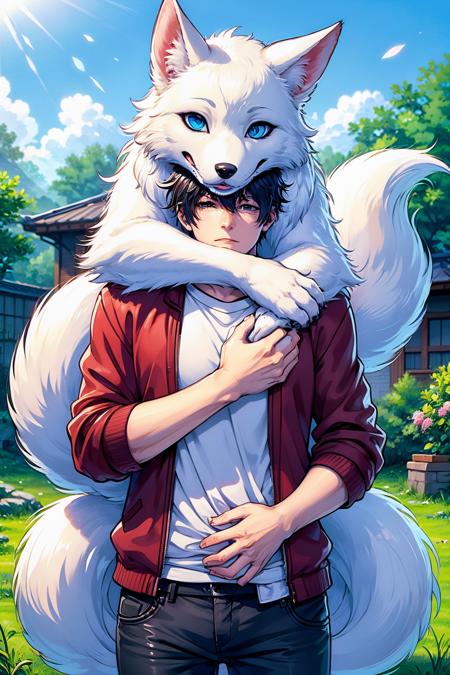 huzhilian,hug,a boy,fox