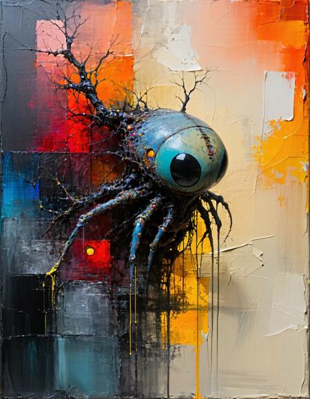 biomorphic dystopian creature, organic texture, unnatural, Mark Rothko, hyper detailed