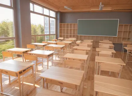 Indoor classrooms in primary and secondary schools