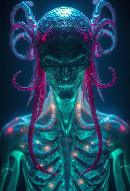 Masterpiece, a bioluminescence translucent clepto-parasitism/humanoid, 32k, 16k, 8k, cinematic art, realistic art, detail,
