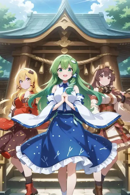 Sanae Kochiya (Touhou Project) & Sanae (Human-Deity Duality) + Sanae (Legacy of Steel and Steam)