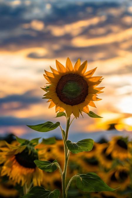 nature,sunflower, cloud, sky, blurry, cloudy sky, sunset, depth of field, blurry background, field, still life, leaf
<lora:nature sdxl:0.8>