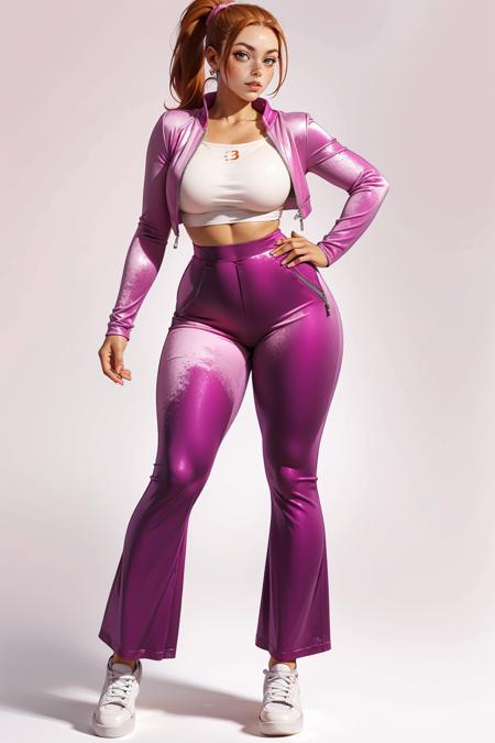 v3lv3tj0gg3r, velvet jacket, pink velvet jacket, open jacket, closed jacket, white shoes, midriff, velvet pants, crop top, high-waist pants, pink velvet pants