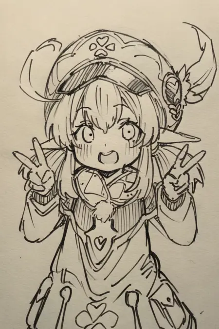 线稿草稿Line Draft for Animagine