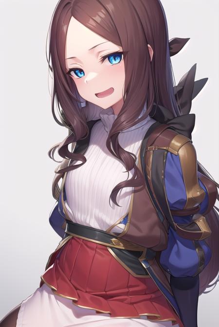 leonardodavinci, <lora:leonardodavincirider-lora-nochekaiser:1>, 
leonardo da vinci rider, blue eyes, brown hair, long hair, parted bangs, (small breasts:1.2), <lora:smirkingeye_v100:1>, <lora:smirkingmouth_v100:1>, open mouth, smile,
BREAK black footwear, brown jacket, elbow gloves, gloves, jacket, loafers, metal gloves, pantyhose, red skirt, shoes, skirt, puffy sleeves, thighhighs, blue thighhighs,
BREAK looking at viewer, full body, upper body,
BREAK indoors,
BREAK <lyco:GoodHands-beta2:1>, (masterpiece:1.2), best quality, high resolution, unity 8k wallpaper, (illustration:0.8), (beautiful detailed eyes:1.6), extremely detailed face, perfect lighting, extremely detailed CG, (perfect hands, perfect anatomy),