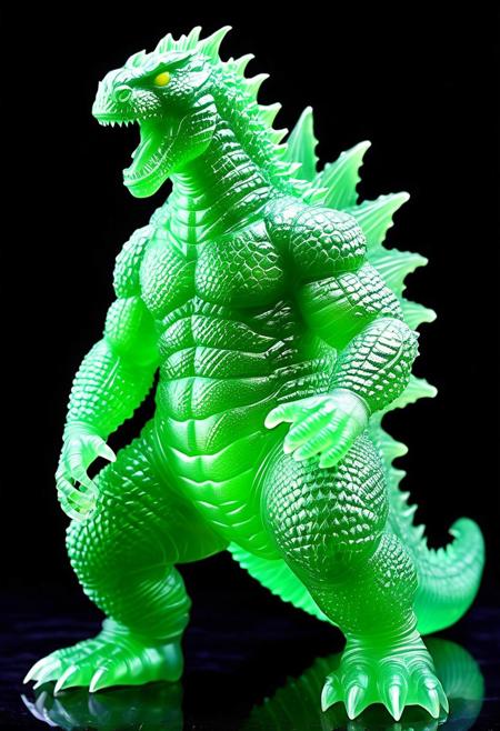 XCYP Art Toy,A translucent green Godzilla, japanese sofubi EVA Material) Artist Design Piece,Award-Winning Lens,Highly Detailed,Ultra High Resolution,32K UHD,Clear Focus,Best Quality,Masterpiece.,