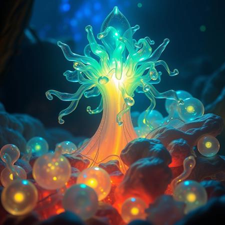 Masterpiece, a bioluminescence translucent polonium, 32k, 16k, 8k, cinematic art,