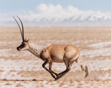 (no humans), masterpiece, photorealistic, best quality, 8k,  (((running)))
 tibet antelope, realistic, horns, solo, animal, outdoors, sky, field, full body, snow, bokeh, <lora:tibet_antelope_v1-000015:0.67>