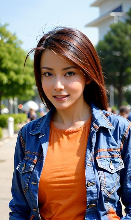 (RAW photo, best quality), (realistic, photo-realistic:1.30),girly,solo,1girl,detailed eyes,hair decoration,trendy expression,jacket,top,pants,(style:1.5),outdoors,mall,clothes,detailed background,(blue and orange tone impression:1.3), soft lighting,gorgeous light and shadow ,stunning environment, hyperdetailed, (aestheticism), ethereal, golden hour,  <lora:liyu:0.8>