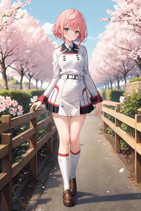 <lora:ç´°ç¯-ç¹éåº¦:0.5>, masterpiece,best quality,highres,ultra-detailed,(facing_viewer:1.1), (full body), solo, 1girl, small_breasts, standing, outdoors, garden, cherry blossom trees,infinite_stratos_school_uniform, <lora:SelfTraining_æè£-ISæ ¡æ:0.7>