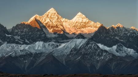 CINEMATIC SHOT,professional photo by Caravaggio of  wild nature,nepal,moutain, peak,snow,rule of thirds,view from surface,(by Christopher Nolan:1.4),F11,(DOF, Cinematic Color grading, intricate, hyper realistic, detailed, flickr, cinematic lighting),<lora:Wild_nature_XL:1>,<lora:add-detail-xl:1>,