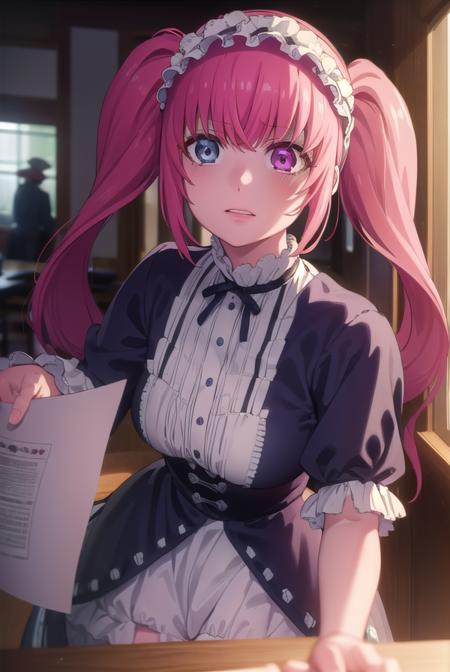 erimimushibami, <lora:erimi mushibami s2-lora-nochekaiser:1>,
erimi mushibami, long hair, blue eyes, twintails, pink hair, (pink eyes:1.3), (heterochromia:1.5),
BREAK hairband, gothic, hairband,
BREAK indoors, classroom,
BREAK looking at viewer, (cowboy shot:1.5),
BREAK <lyco:GoodHands-beta2:1>, (masterpiece:1.2), best quality, high resolution, unity 8k wallpaper, (illustration:0.8), (beautiful detailed eyes:1.6), extremely detailed face, perfect lighting, extremely detailed CG, (perfect hands, perfect anatomy),