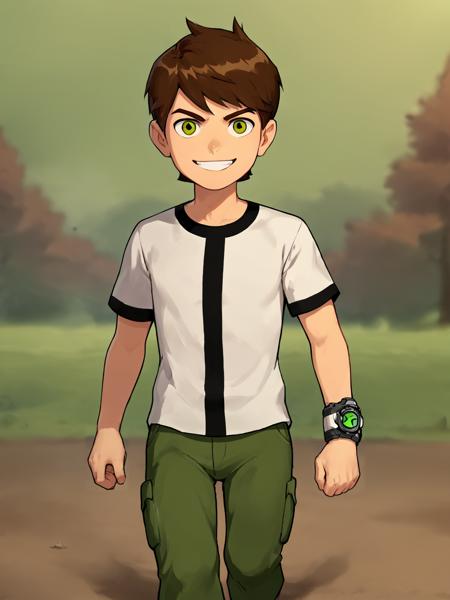 ben,green eyes, short hair,omnitrix,