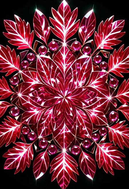 (ruby gem center:1.3), (emerald gems at sides] shaped like leafs ,plant like jewel, geometric, kaleidoscopic, reflective light, clean, smooth, spiral background ,light sparks, glass shiny, sparkle, symmetrical, glowing
kaleidoscopic, reflective light, clean, smooth, spiral background
,light sparks, glass, 
aesthetic, masterpiece, beautiful, elegant, award winning, absurdres, hdr, best quality, hyper detailed, 
shiny, sparkle, symmetrical