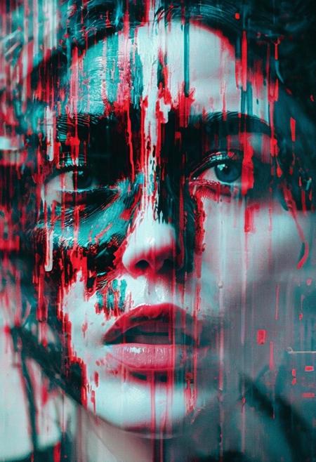 high-contrast palette, highly detailed, cinematic quality, modern art photograph, high-contrast palette, timeless feeling, cinematic quality, modern art photograph || paintings of Soya, darkness, depression, insanity, madness, glitched, glitches, distortion, bzzzzt, glitch effect,