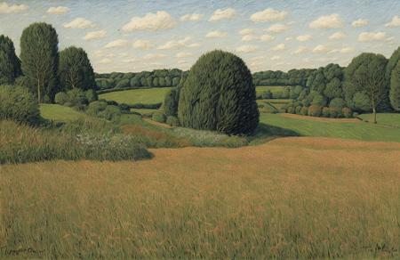 style of Henry Moret, field ,garden ,yard ,arboretum , Grassland ,