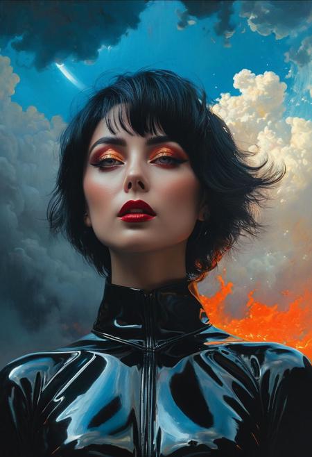 (The devil  with glowing eyes) (ingenious opus magnum by Michael Vincent Manalo and Elvira Vigna:1.2), (pastel oil painting:0.1), high key with glistening light, cosmic anddireful and dramatic atmosphere, (zestful quinacridone nickel azo gold and electricblue color swatch:0.1), raw details, crisp details, bokeh lights, <lora:xl_more_art-full_v1:0.6> ,analog photo, full body,, tall height, against the rise in the background, , , epic clouds, (oil on canvas:0.2), , art by Jeremy Mann, god rays, dramatic light,    ,  (art by Eduard Wilhelm Pose and Master of the Holy Blood and Ivan Bilibin:1.1), (oxygen-rich air and sheltered atmosphere,, aesthetic of hard - edge painting:0.2), symmetry and balance, pioneering unparalleled masterwork with superior details, <lora:MJ52:0.90> <lora:xl_more_art-full_v1:0.2> <lora:RMSDXL_Creative:1>,(skin texture),masterpiece, top quality, best quality, official art,highest detailed,,atmospheric lighting, cinematic composition,complex multiple subjects, 4k HDRvaporwave style , , cyberpunk, vibrant, neon colors, , highly detailed,,,Leica Q2 with Summilux 35mm f/1.2 ASPH, Ultra High Resolution, wallpaper, 8K,Rich texture details, hyper detailed, detailed eyes, detailed background, dramatic angle,