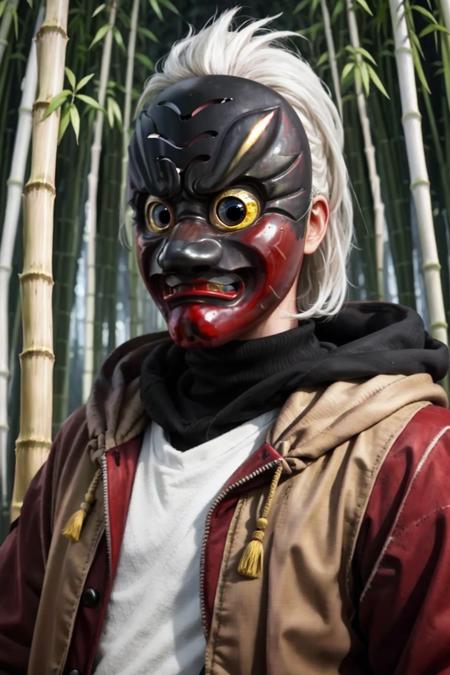 black TenguMask long nose of the TenguMask red eyebrows of the TenguMask