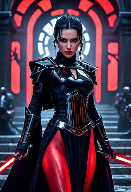 High resolution ultra-realistic of Beautiful Dark Sith girl, 8k, capturing the intensity of the moment, cinematic lighting, standing on a bloody and turbulent battlefield in a bloody battle, wavy black hair, realistic dirty pale face, realistic red eyes, beautiful hourglass figure, burning in a Star Wars Town, intricately designed cloth dirty black-red robes, Star Wars Aesthetic, perfect athletic figure, beautiful Dark Sith Knightess, ultra realistic, cinematic style, vigorous and seductive, athletic figure, Star Wars style, dramatic lighting, wet and sweaty skin, dirty pale skin, athletic figure, dark fantasy, dramatic lighting, Greg Rutkowski style, Dark Sith Knightess on in Jedi dress, hyper-detailed, hyper-realistic, natural light, extremely intricate details, masterpiece, epic, bright colours, Attractive 21 old years girl, beautiful firm Breasts, sharp focus, digital painting, Photograph Taken on Nikon D750, Alphonse Mucha, 8K, athletic figure, Hyperdetailed, hyperrealism, Attractive, Attractive bust girl, asymmetric balance