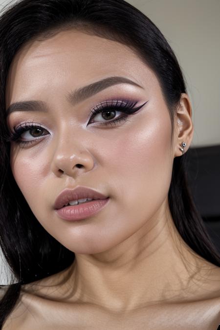 <lora:raelilblack:0.8> raelilblack, a woman , close up on face, makeup