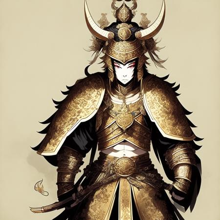 anime rendition of Shogunate Period Demon in Edo style Armor (OniShogunate style:1) <lora:djzOniShogunate:0.8)