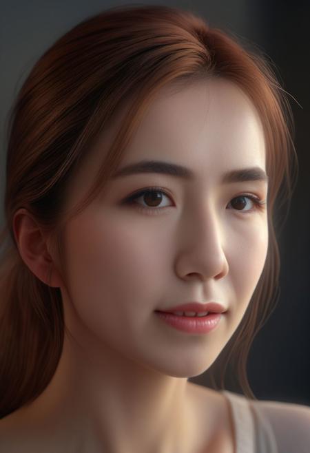 Beautiful woman, ethereal, high detail, portrait, elegant, delicate features, emotional expression, masterpiece, 8k resolution, Extremely high-resolution details, realism pushed to extreme, fine texture, incredibly lifelike, looking at viewer, solo focus, realistic, photorealistic, ultra realistic photograph, Exquisite details and textures, grainy, face details, real face, perfect body, smile, 1girl, brown hair,