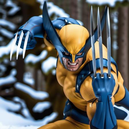 Wolverine1024, wolverine ,full body,   in canadian forest, winter background, features intricate detail, detailed eyes, highly detailed, photography, ultra sharp, film, bokeh, professional, 4k   <lora:Wolverine1024-000350:0.8>