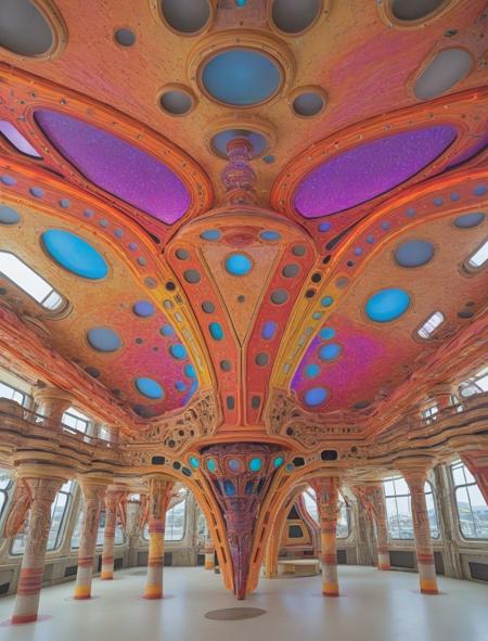 colorful metamodern spaceship <lora:Freddy_Mamani_Silvestre_Architecture_XL:1>