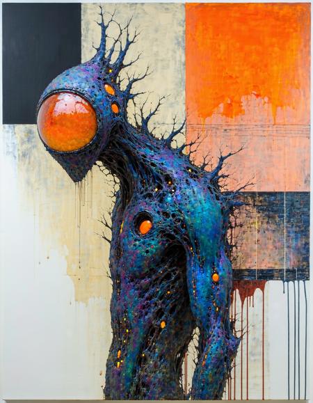 biomorphic dystopian creature, organic texture, unnatural, Mark Rothko, hyper detailed
