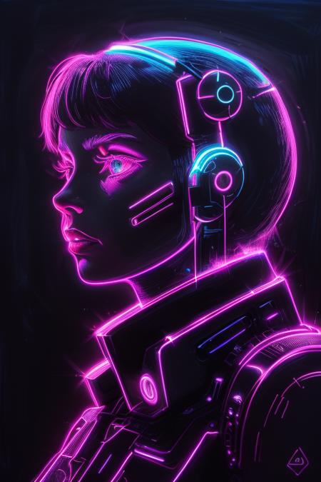 style of neon light drawing