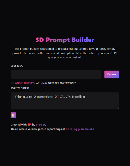 [EARLY BETA] SD Prompt Builder v1.0
