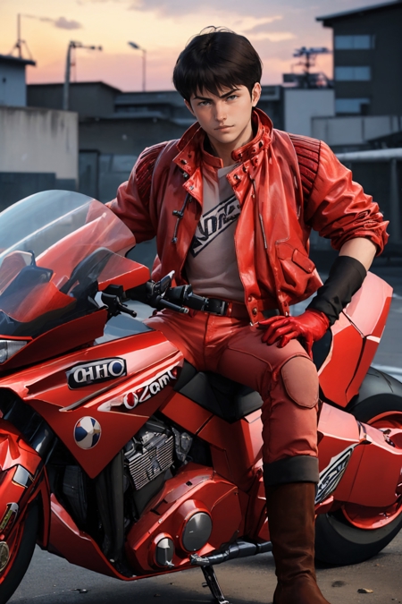 kaneda shotaro red jacket red gloves red pants boots