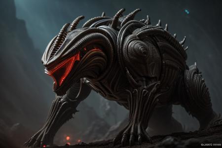 RAW photo, alien creature, caleb-dunh, large thick armor plated blind burrowing beast, a set of flexible feelers in a dense formation grow from skull, 8k uhd, soft lighting, amazing detail, award winning, masterpiece