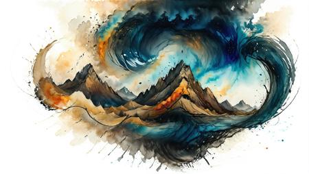 whirlwind, landscape scenery, watercolor and ink style, white background, artistic and abstract, whirlwind, key visual, ink painting art, vibrant colors, minimalism, soft brush strokes <lora:Cute_Drawing:0.8> <lora:hyperkraximalism_v1-1:0.8>