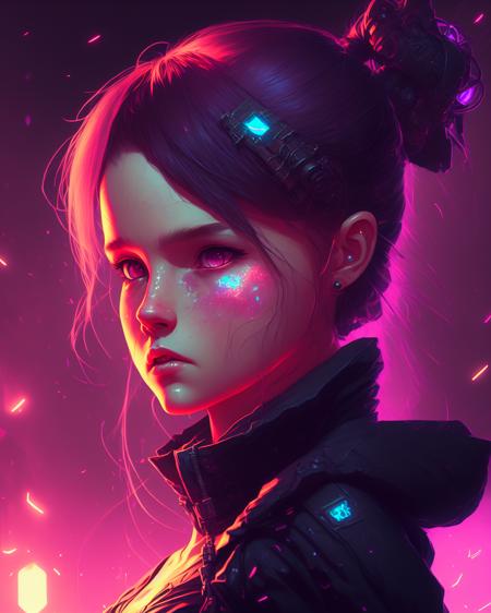 a portrait of a girl, by eonn-250, at night