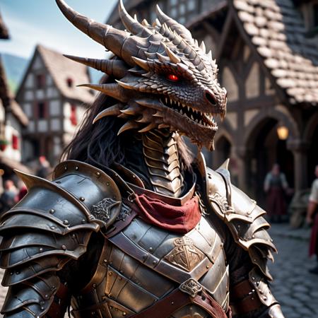 highly detailed photo of a (dragonkin):1.2 on a medieval street in a village,

dragonkin, solo, long hair, red eyes, weapon, male focus, horns, sword, armor, blurry, blurry background, helmet, shoulder armor, gauntlets, pauldrons, full armor,

medieval town with peasants,

depth of field:1.2, blurry, blurry background,
realistic:1.3,

photorealistic,
fantasy, cinematic,
32k, best quality, 
god rays:1.2,
dappled sunlight:1.1,




