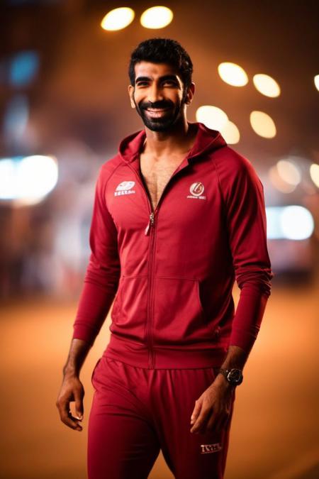 Sendhil Ramamurthy a man <lora:Jasprit-Bumrah_Sendhil-Ramamurthy:0.8>, realistic photo in a worn ((skin-revealing skimpy erotic red tracksuit, massive hairy pecs)), big pecs, big arms, bulge, VPL, ((light bokeh)), intricate, (steel metal [rust]), elegant, erotic, exuding sexual energy, homoerotic, sharp focus, photo by greg rutkowski, soft lighting, vibrant colors, (masterpiece), ((streets)), (detailed face), looking at viewer, light smile, night, walking towards viewer, cinematic lighting, beautiful lighting, cinematic lighting, (hazy filter, film grain:1.2)