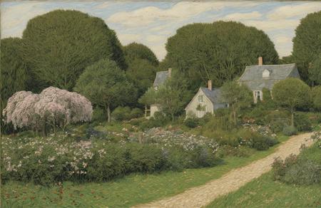 style of Henry Moret, boscage ,thicket ,yard ,arboretum ,orchard ,stand , Archipelago,