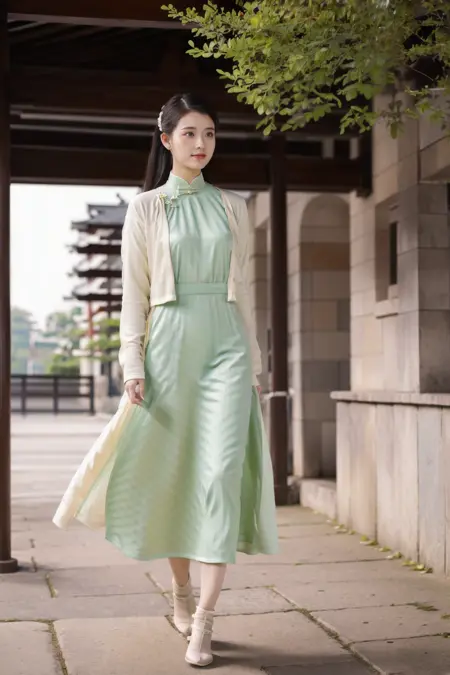 【Realistic】江南风格淡绿旗袍 China Dress / Cheongsam / Qipao