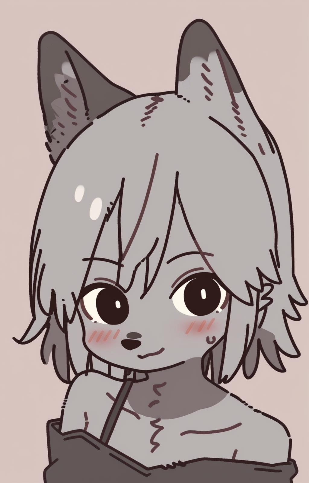 score_9, score_8_up, <lora:doremifaso64_style_v1:1>, doremifaso64, 1girl, solo, looking at viewer, blush, smile, animal ears, closed mouth, bare shoulders, collarbone, medium hair, black eyes, portrait, furry, dog ears, furry female, dog girl, body fur, animal nose