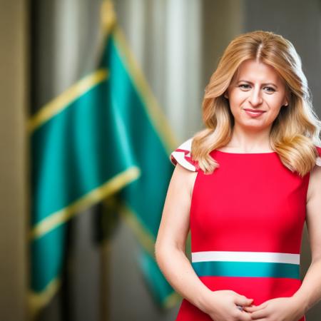 <lora:ZuzanaCaputova:1>, photorealistic, high quality, high resolution, 4k, photo of  (zuzanacaputova) standing in historical room, happy, smile, (slovak republic flag), (slovakia flag), (wearing formal dress), big breasts, blonde hair, nice