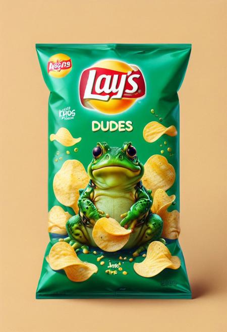 Lays chips bag "DUDES", cute small frog